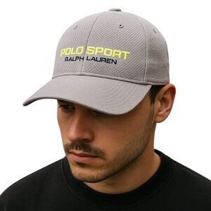 Polo Sport Ralph Lauren Performance Mesh Baseball Cap Grey Neon Athletic Outdoor